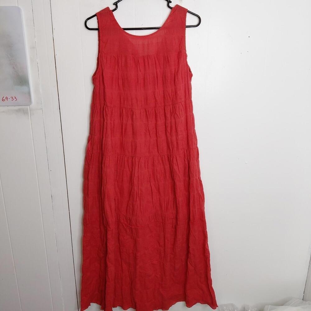 Max Studio Dress Womens Small Cotton Sleeveless Tiered Maxi Cottagecore Modest